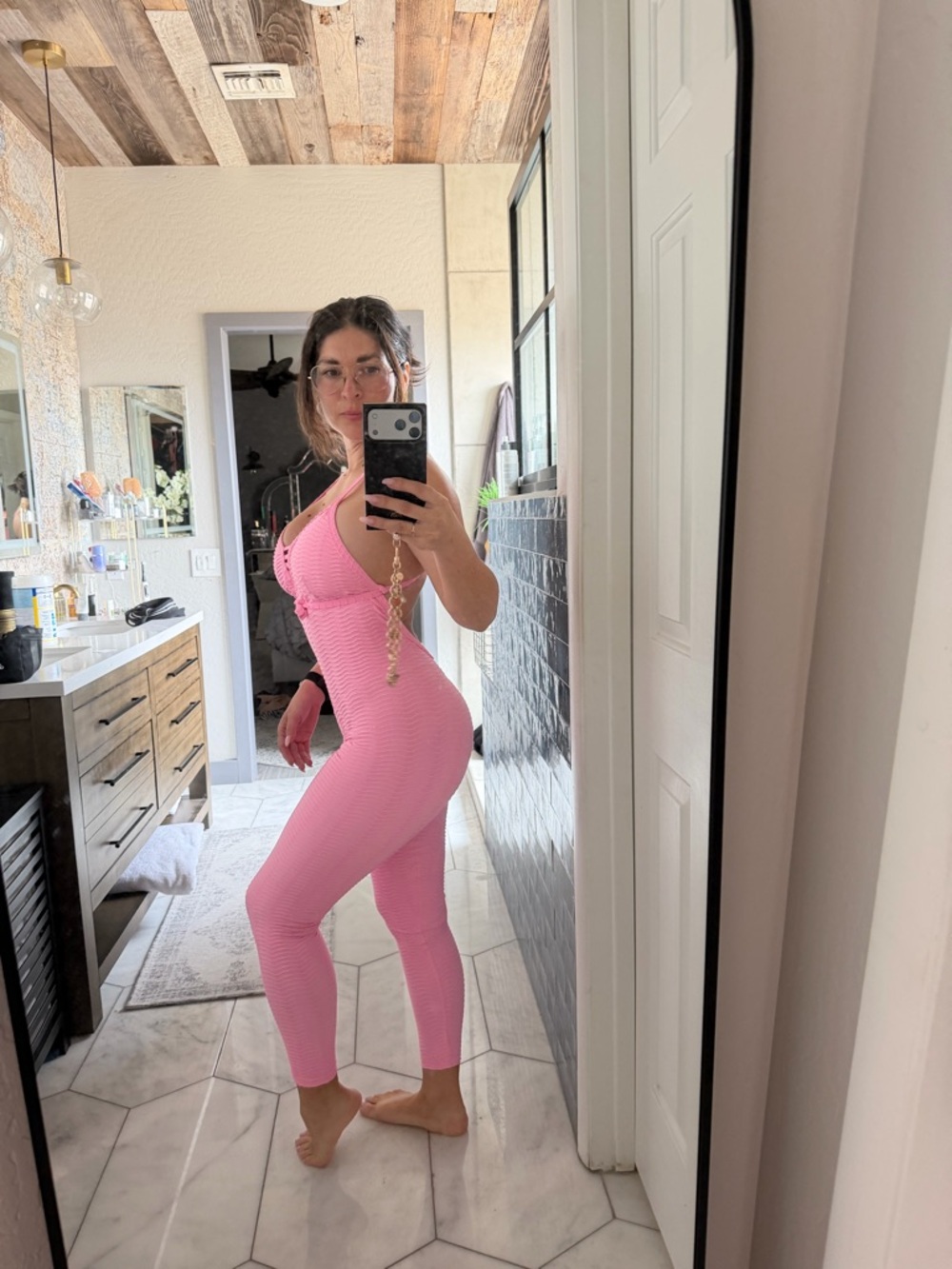 Seamless Pink Ribbed Jumpsuit – Women's Activewear